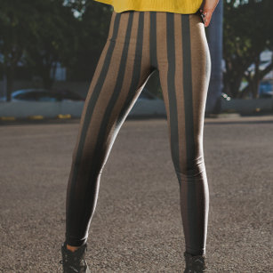 Vertical Stripes - White and Tan Brown Leggings by StripesShop
