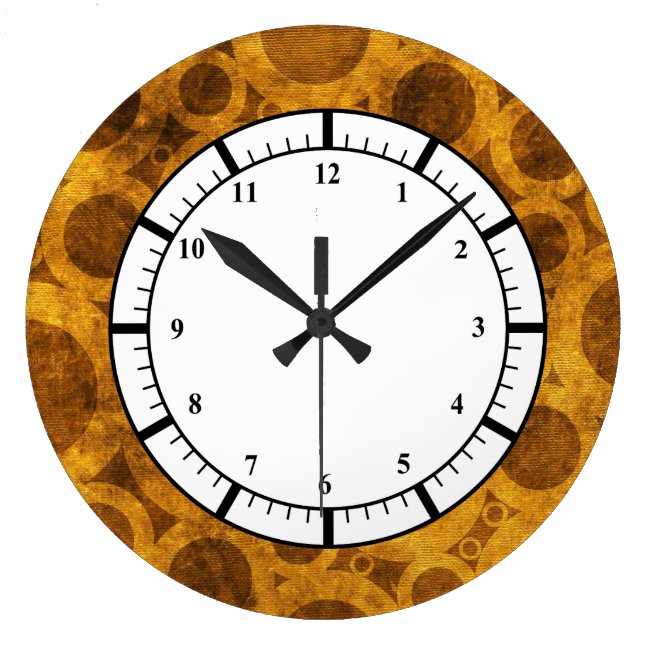 Steampunk Brown Gold Grunge Pattern Clock