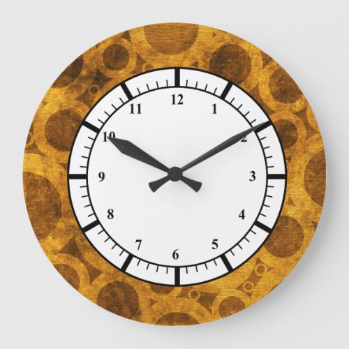 Steampunk Brown Gold Grunge Pattern Clock