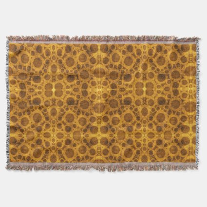 Steampunk Brown Gold Pattern Grunge Throw Blanket