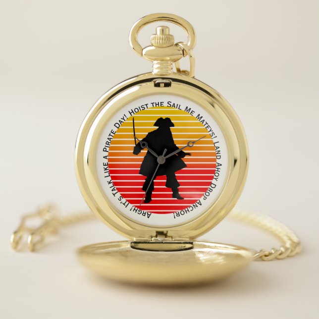 Steampunk Buccaneers Talk Like a Pirate Day Argh! Pocket Watch (Inside)