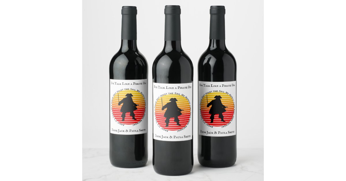 Steampunk Buccaneers Talk Like a Pirate Day Argh! Wine Label | Zazzle