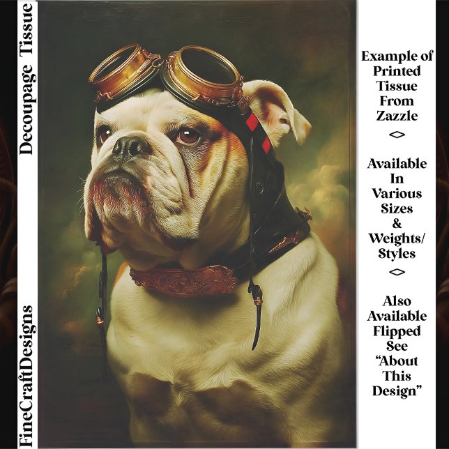 Steampunk Bulldog Aviator Portrait FC4L Decoupage Tissue Paper (Creator Uploaded)