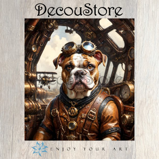 Steampunk Bulldog Decoupage Tissue Paper
