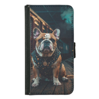 Steampunk Bulldog Stationmaster Portrait Samsung Galaxy S5 Wallet Case