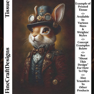 Steampunk Bunny Rabbit Portrait CR6 Decoupage Tissue Paper