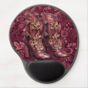 Steampunk Burgundy Floral High Heel 2 Gel Mousepad