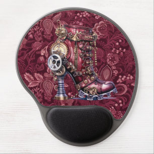 Steampunk  Burgundy Floral High Heel Gel  Gel Mouse Pad