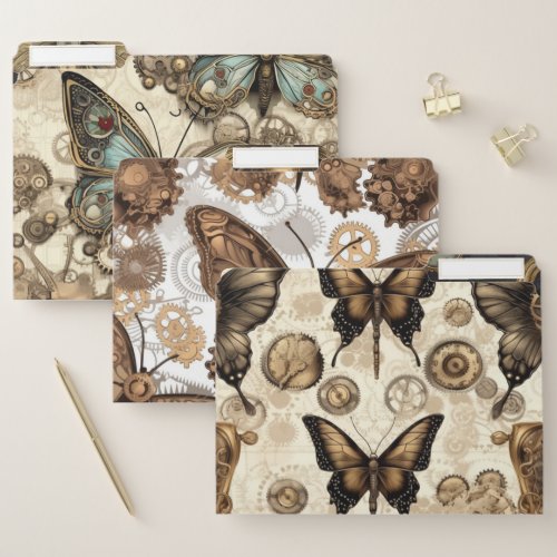 Steampunk Butterflies Field Folders Queen Anna 1