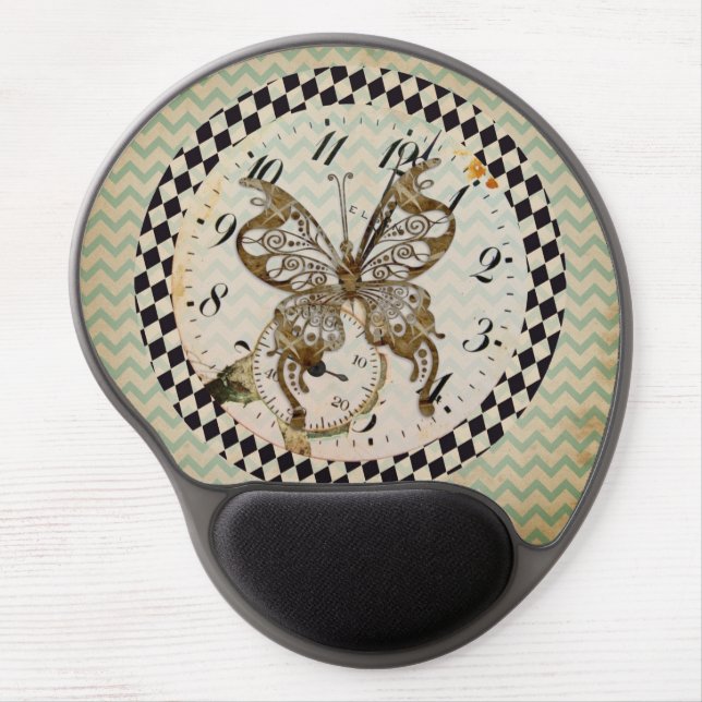 Steampunk Butterfly Collage Gel Mouse Pad (Front)