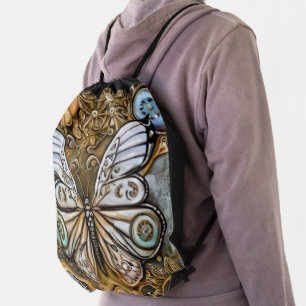 Steampunk Butterfly Drawstring Backpack
