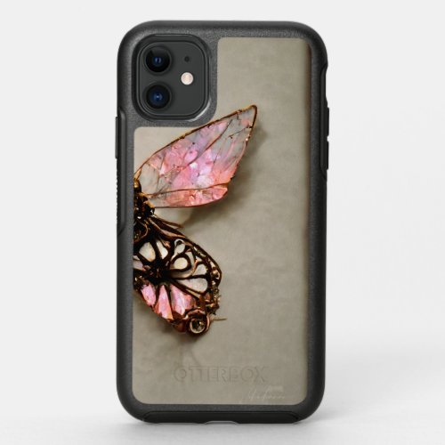 Steampunk butterfly made of opal and glowing rose OtterBox symmetry iPhone 11 case