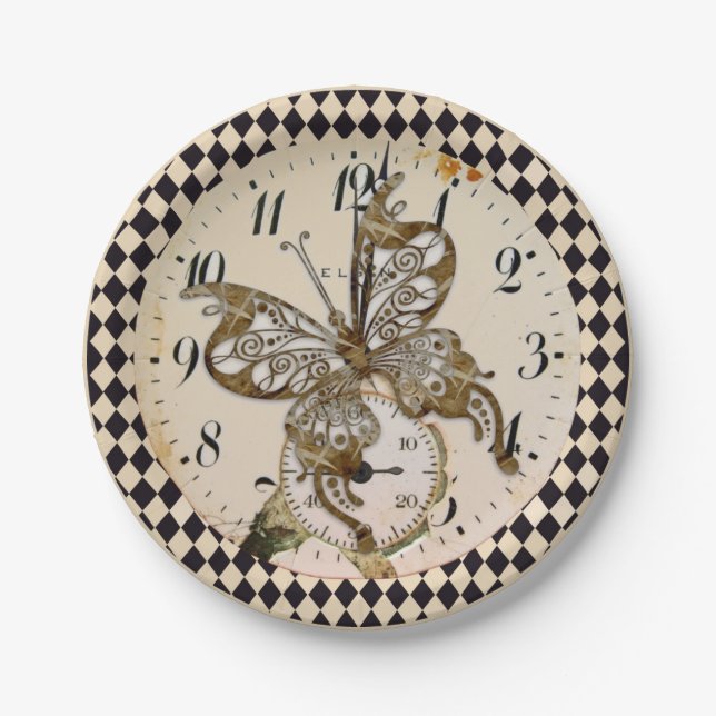 Steampunk Butterfly  Paper Plates (Front)