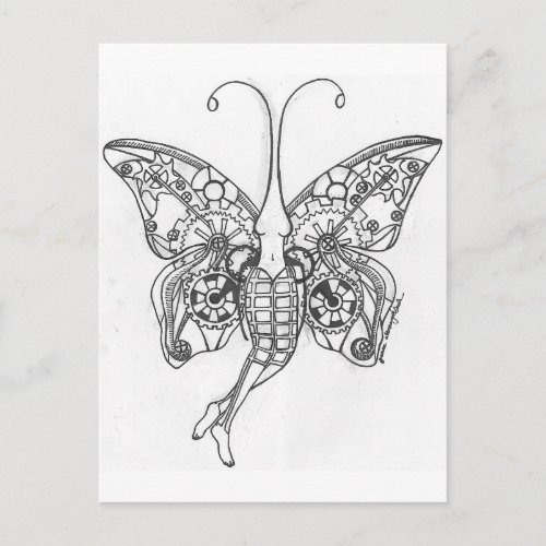 Steampunk Butterfly Postcard