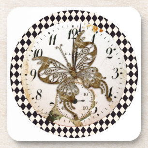 Steampunk Butterfly Round Beverage Coaster