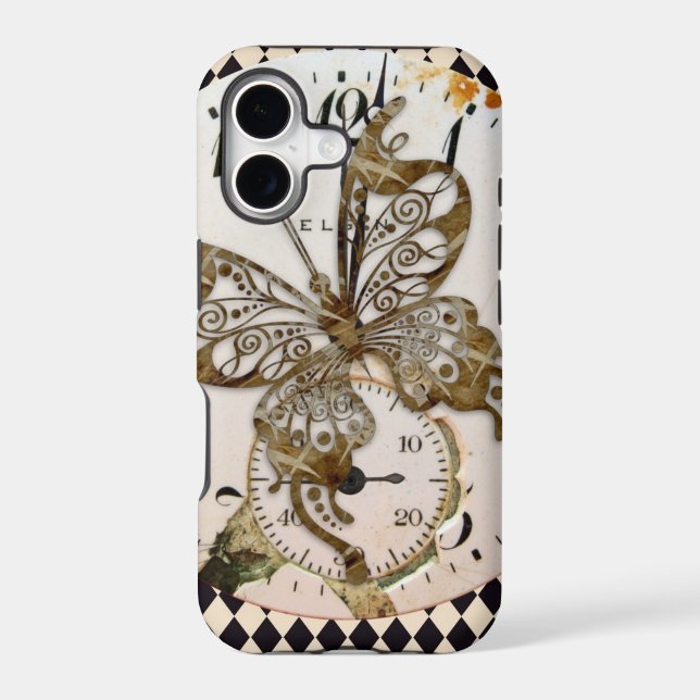 Steampunk Butterfly Round Iphone Case (Back)
