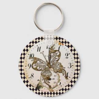Steampunk Butterfly Round Keychain