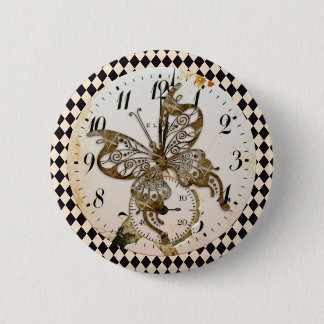 Steampunk Butterfly Round Pinback Button