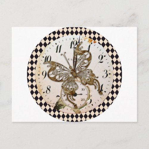 Steampunk Butterfly Round Postcard