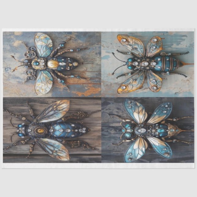 Steampunk Buzz Collage (4) by Elsie Lane Tissue Paper (Front)