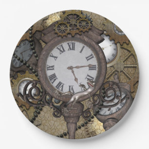 Steampunk can you sea the funny gecko paper plates