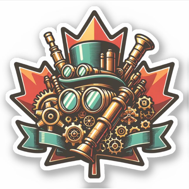Steampunk Canada Day Sticker (Front)