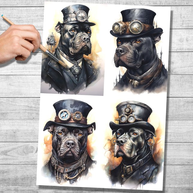 Steampunk Cane Corso Collage 1 Decoupage Paper (Creator Uploaded)