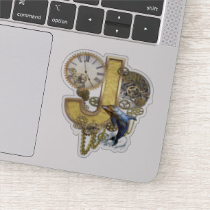 Steampunk Capital J Sculpture Sticker