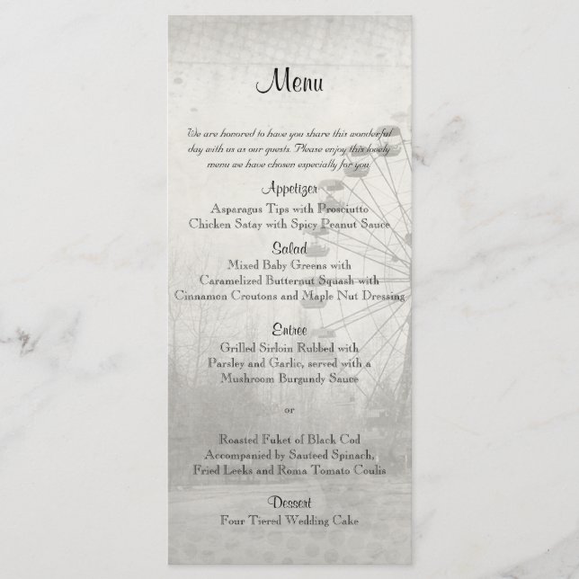 Steampunk Carnival Top Hat Wedding Menu (Front)