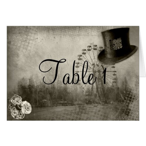 Steampunk Carnival Top Hat Wedding Table Number