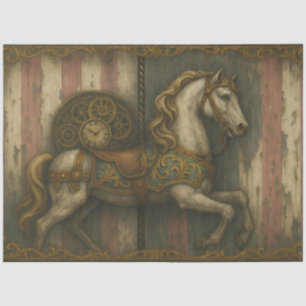 Steampunk Carousel Horse Vintage Clockwork Tissue Paper