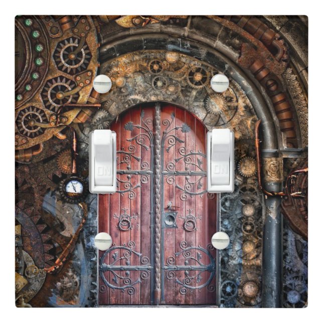 Steampunk Castle Fantasy light switch plate (In Situ)