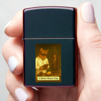 Steampunk Cat A Better Mouse Trap Zippo Lighter