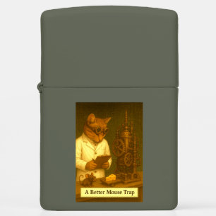 Steampunk Cat A Better Mouse Trap Zippo Lighter