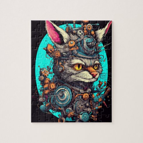 Steampunk Cat Aetherclockpunk Animal Jigsaw Puzzle