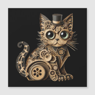 Steampunk cat animals paper crafts art magnetic invitation