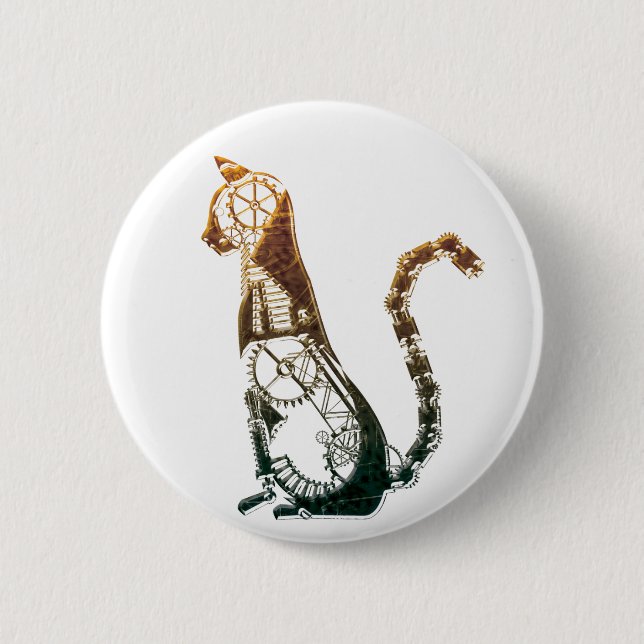 Steampunk cat button (Front)