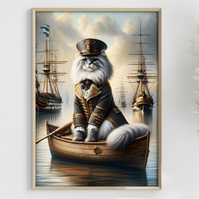 Steampunk Cat Captain Ragdoll Old War Ships  Poster (Creator Uploaded)