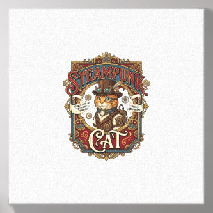 Steampunk Cat Cat Steampunk Vintage Canvas Photo Tile