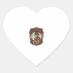 Steampunk Cat Cat Steampunk Vintage Heart Sticker