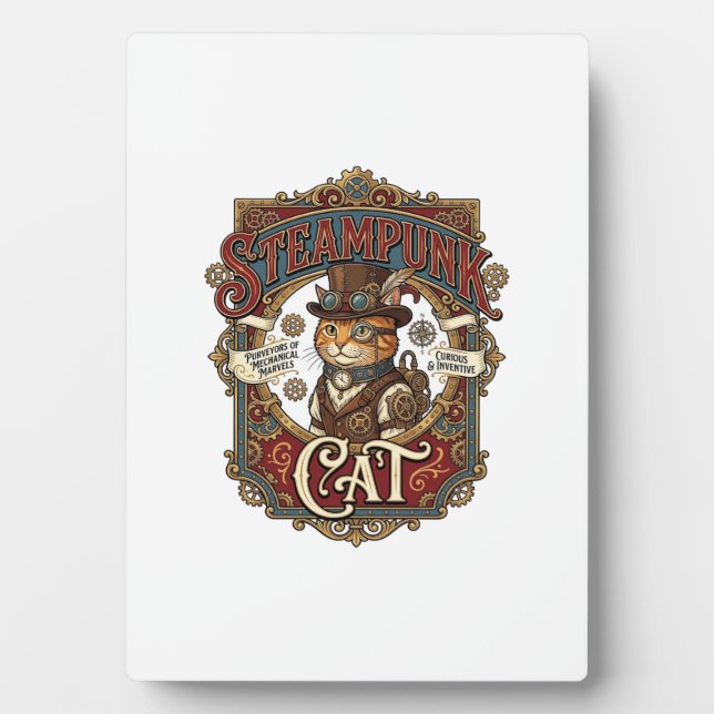 Steampunk Cat Cat Steampunk Vintage Plaque (Front)