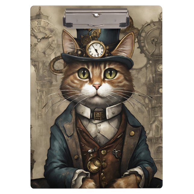 Steampunk Cat Clipboard (Front)