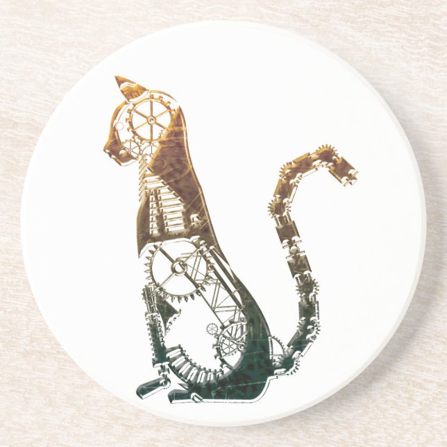 Steampunk cat coaster (Front)