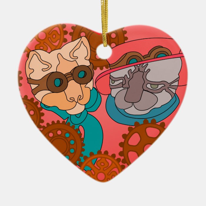 Steampunk Cat Couple Ornament