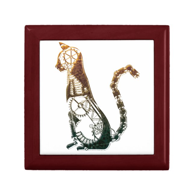 Steampunk cat giftbox jewelry box (Front)