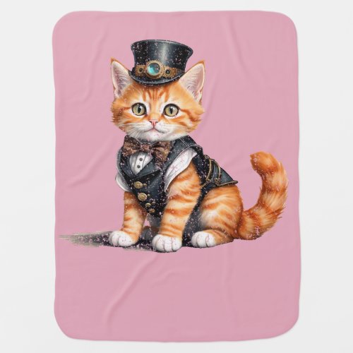 Steampunk Cat  Gothic Kitty Art For Cat Lovers Baby Blanket