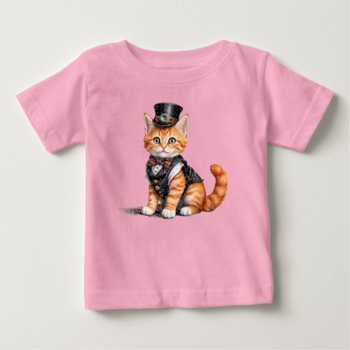 Steampunk Cat  Gothic Kitty Art For Cat Lovers Baby T_Shirt