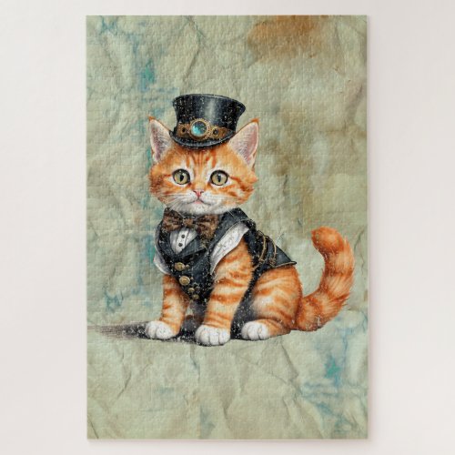 Steampunk Cat  Gothic Kitty Art For Cat Lovers Jigsaw Puzzle