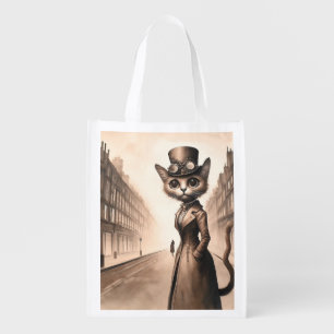 Steampunk Cat Grocery Bag