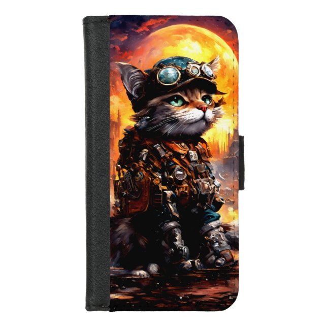 Steampunk Cat II iPhone Wallet Case (Front)